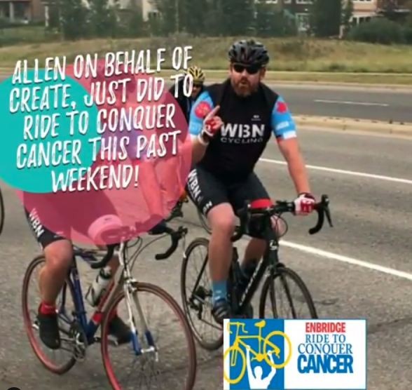 Allen, Our President At CREATE. Contributes at Ride to Concur Cancer 